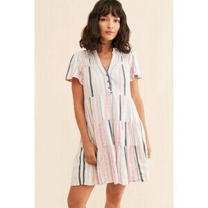 Anthropologie Georgina Tiered Striped Knit Shirt Dress SZ M Multicolor Pullover